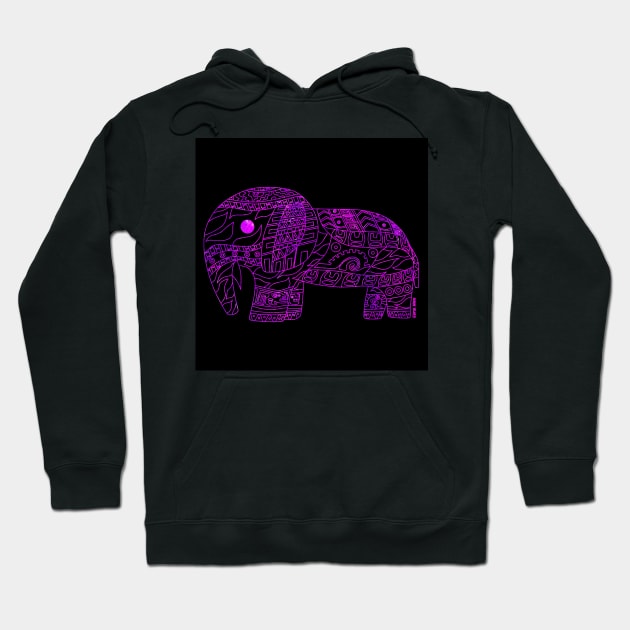 elephant in purple vector wallpaper art in mexican pattern Hoodie by jorge_lebeau